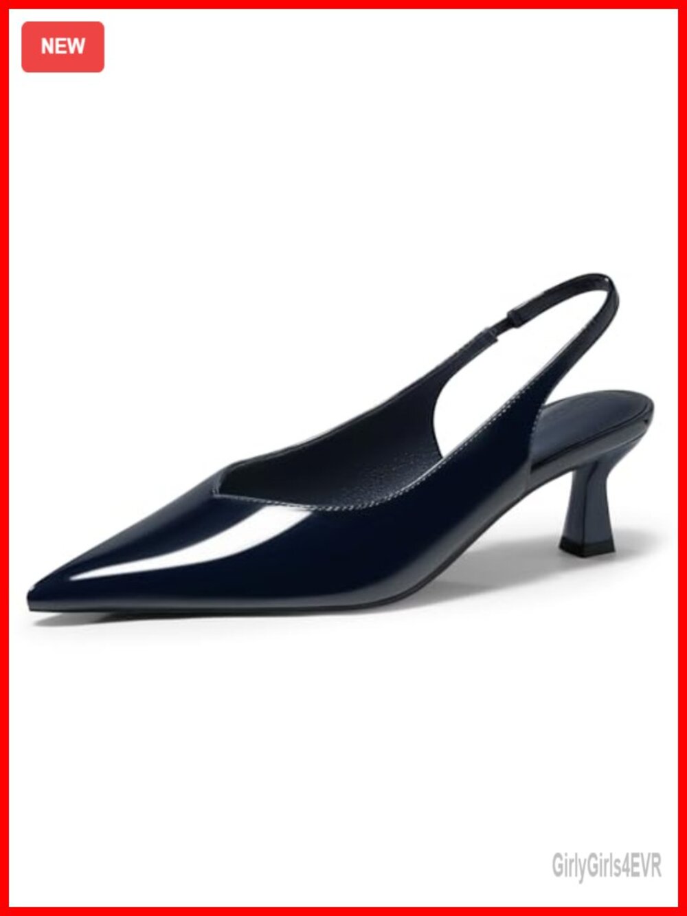 Faux Leather Kitten Heel Slingback Pumps Pointed Toe Dress Work Shoes